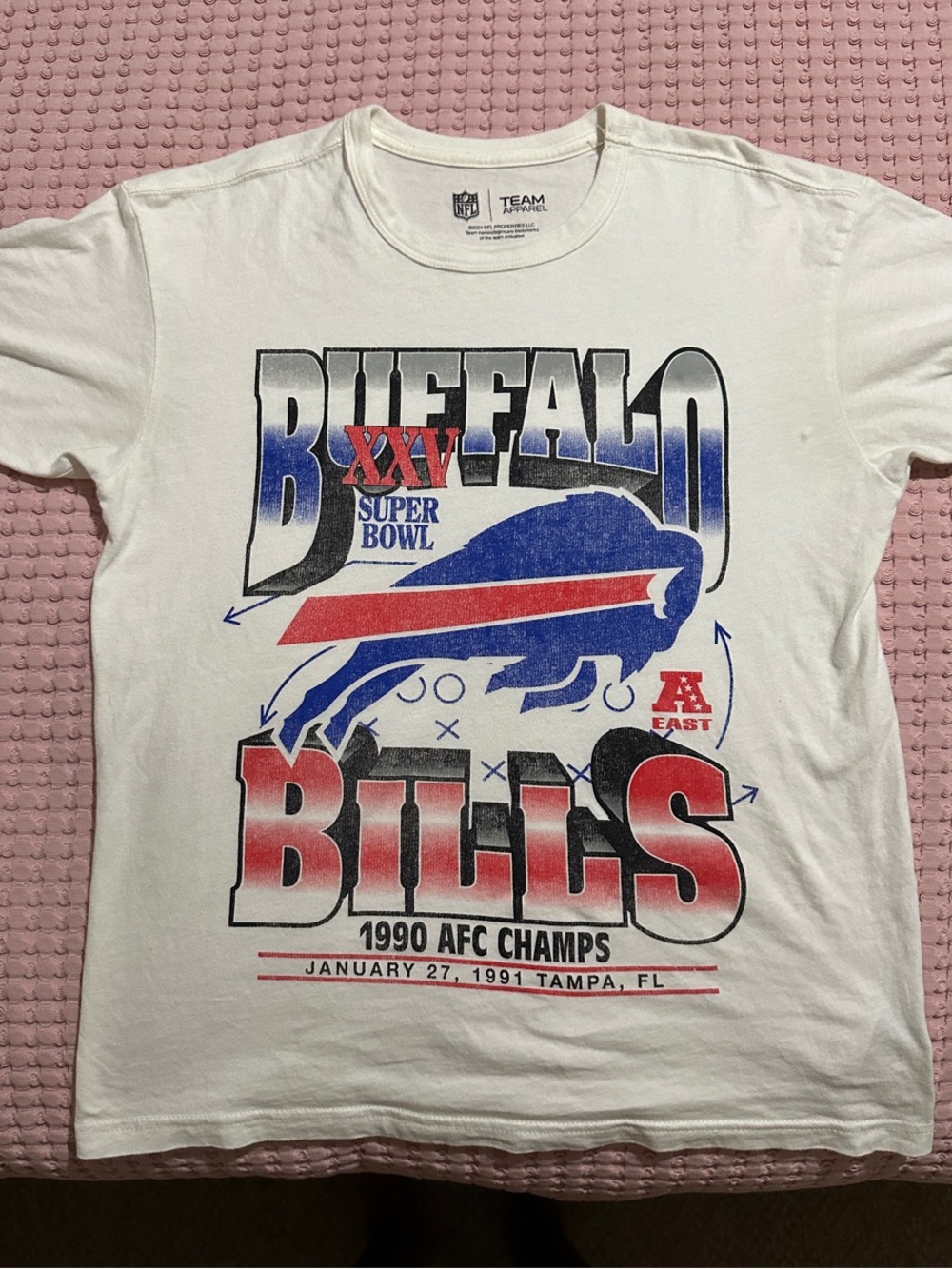 Team Apparel White Buffalo Bills Super Bowl Graphic Tee - Red & Blue